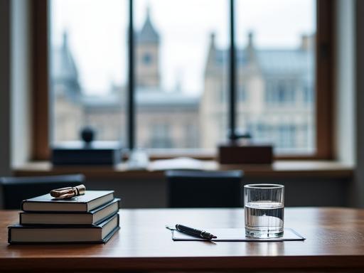 Logos Scribe London office interior with legal books and professional workspace